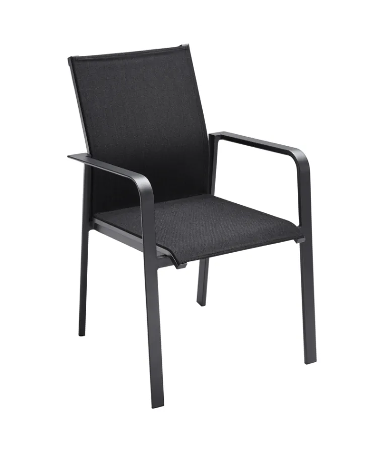 Gartenstuhl SOLPURI �Breeze Stapelsessel coal� Aluminiumgestell, Textilene